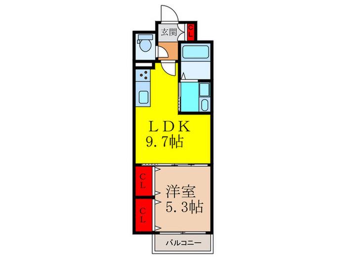 クリエオーレ角田(1LDK/2階)の間取り写真