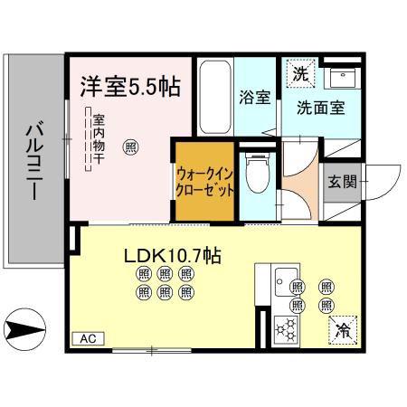 クランツ朝生田(1LDK/3階)の間取り写真