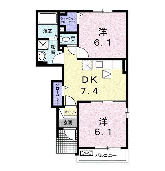 メゾンセレナーデC(2DK/1階)の間取り写真