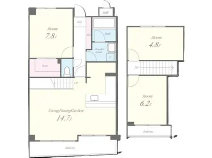 グランドフローラ(3LDK/5階)の間取り写真