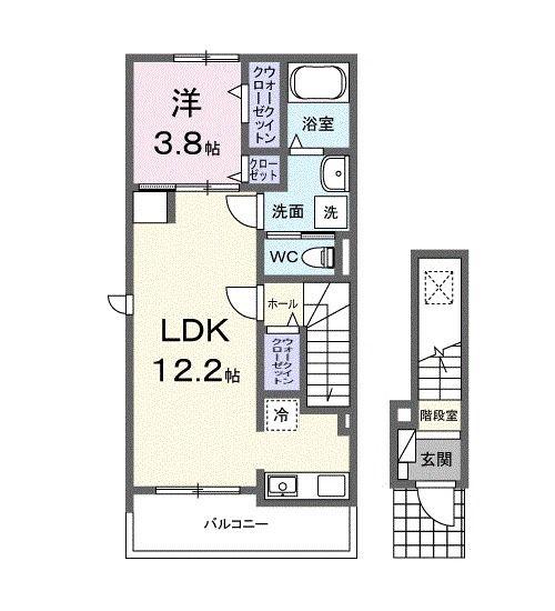 エヴァファースト(1LDK/2階)の間取り写真