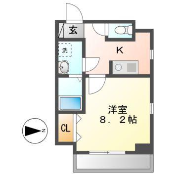 カーサ千種 A(1K/9階)の間取り写真