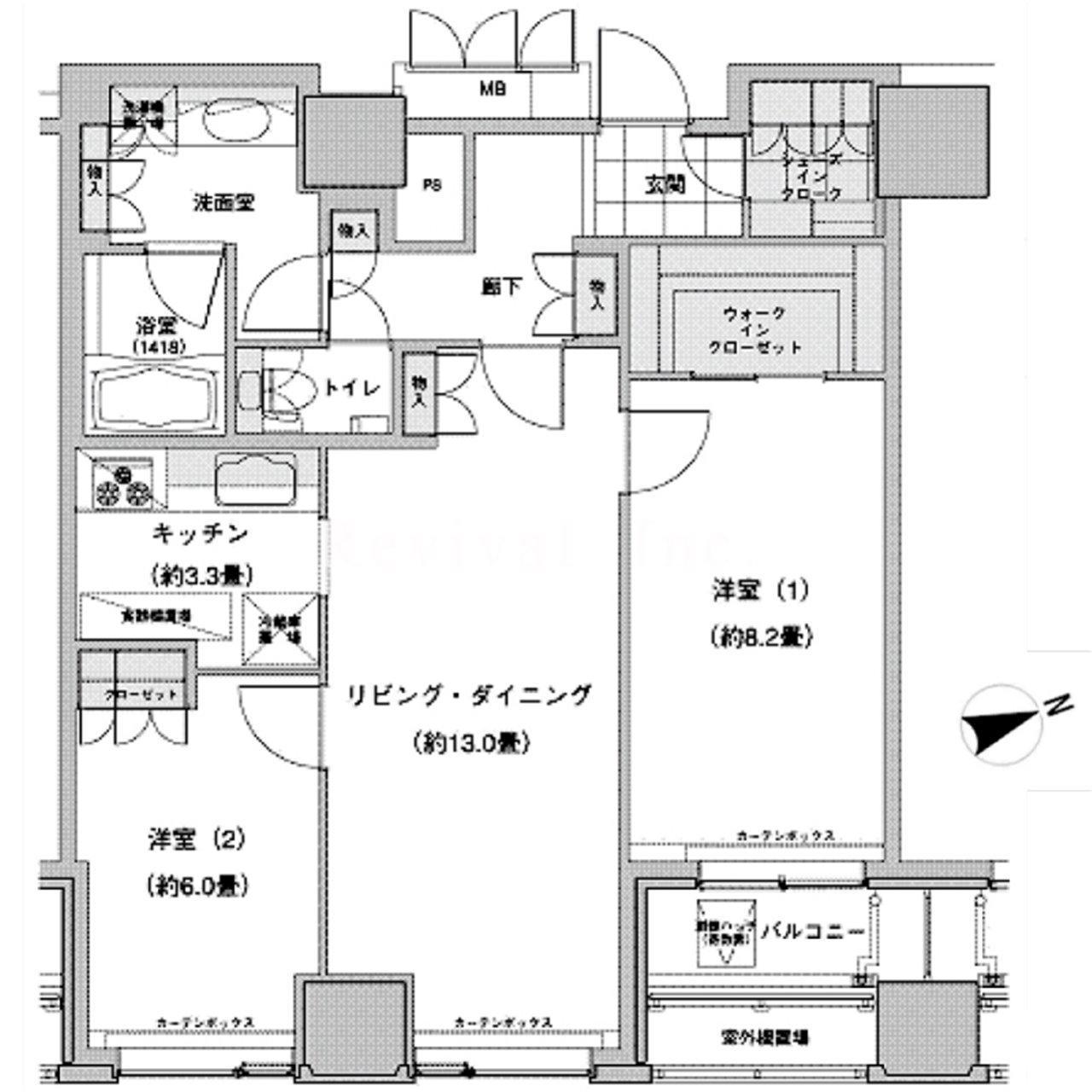 ウエストパークタワー池袋(2LDK/24階)の間取り写真