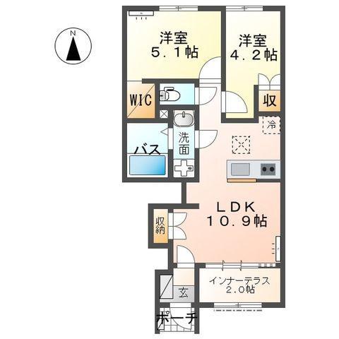 笠松町中野M様アパート(2LDK/1階)の間取り写真