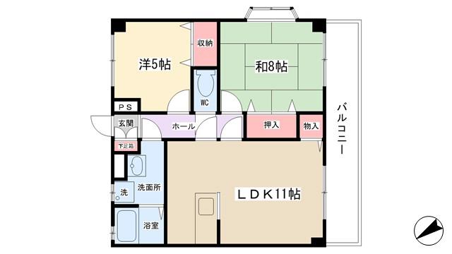 レジデンスII(2LDK/2階)の間取り写真