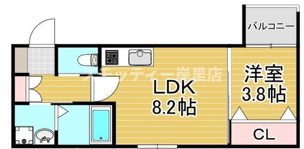 WIN玉出II(1LDK/1階)の間取り写真