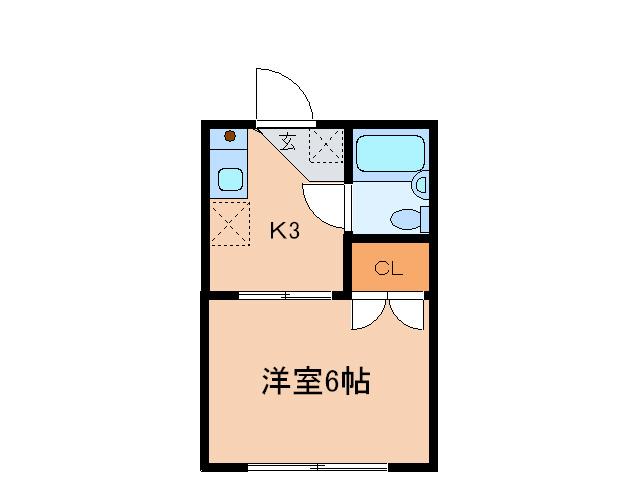 ヒルトップハイツ(1K/2階)の間取り写真