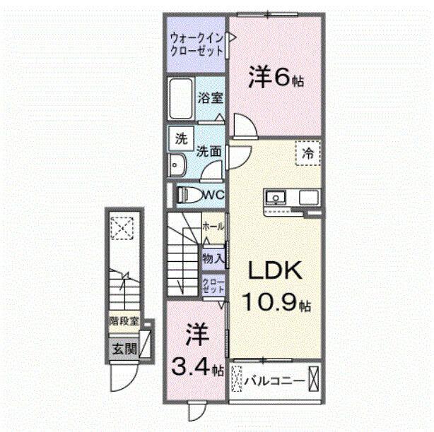 ファビオネスト駒沢(2LDK/2階)の間取り写真
