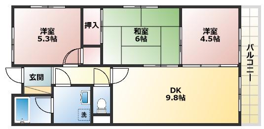 セジュールK(3DK/2階)の間取り写真