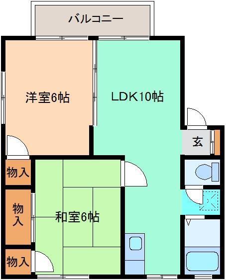 ファインコート C(2LDK/1階)の間取り写真