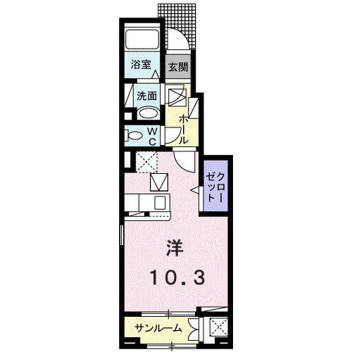 クレメント I(ワンルーム/1階)の間取り写真