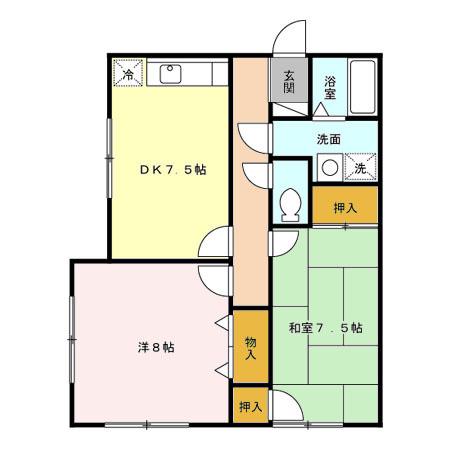 コスモコート(2DK/2階)の間取り写真