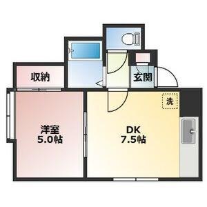 フロスティ北19A(1DK/3階)の間取り写真