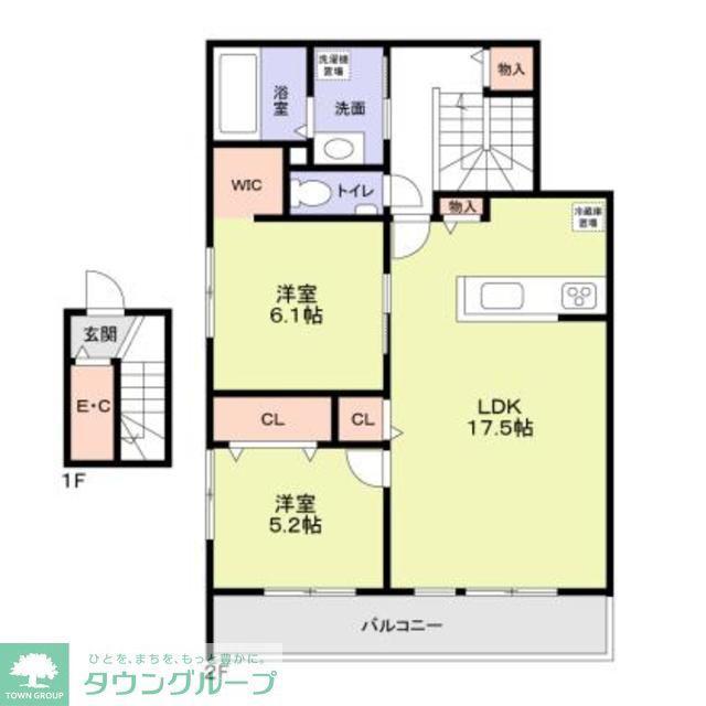 TREE TOPS 代々木(2LDK/2階)の間取り写真