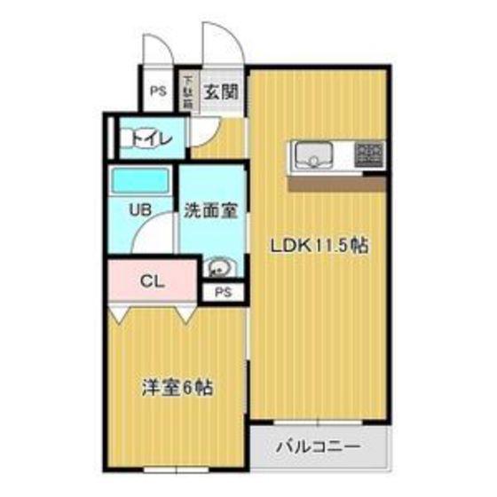 レジデンス大縄町(1LDK/1階)の間取り写真