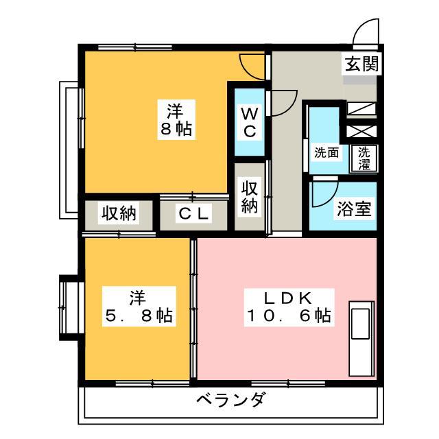 花みずき(2LDK/2階)の間取り写真