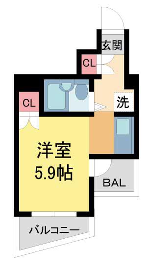 THE CITY甲子園口(ワンルーム/2階)の間取り写真