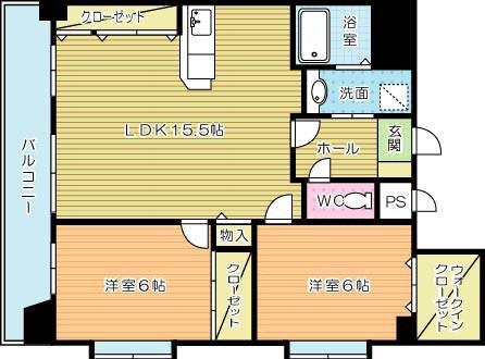 PLUME真鶴(2LDK/10階)の間取り写真