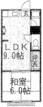 コスモハイツ(1LDK/1階)の間取り写真