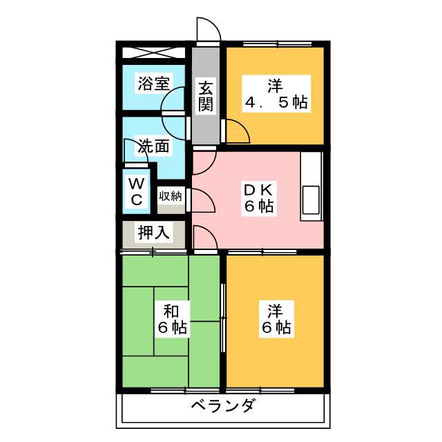サニーサイド五十鈴(3DK/1階)の間取り写真