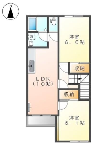 リバービュー(2LDK/2階)の間取り写真