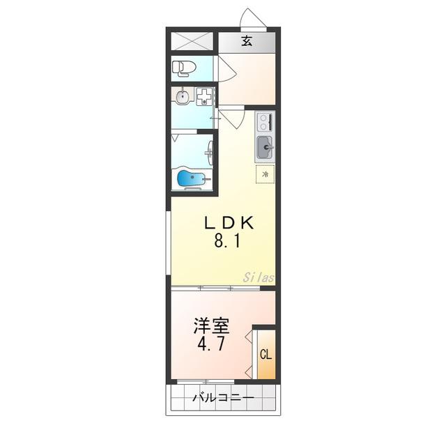 フジパレス八戸ノ里III番館(1LDK/2階)の間取り写真