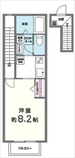 ヴェルドミール園田(1K/2階)の間取り写真