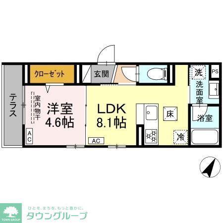 フラクタス南林間(1LDK/1階)の間取り写真