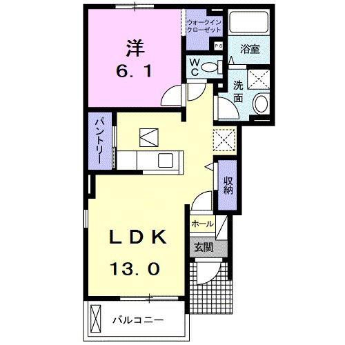 フローラ久保B(1LDK/1階)の間取り写真
