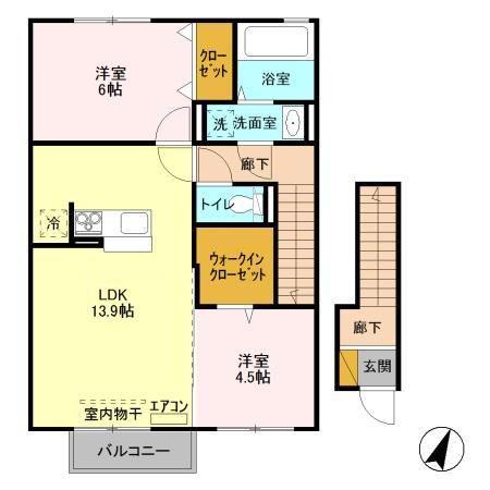 エスポワール(2LDK/2階)の間取り写真