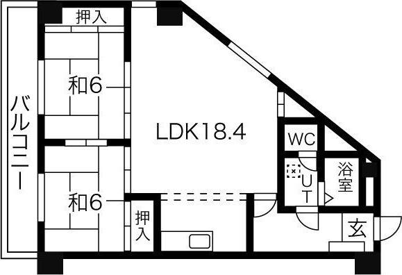 ロイヤルハイツ朝日が丘(2LDK/5階)の間取り写真