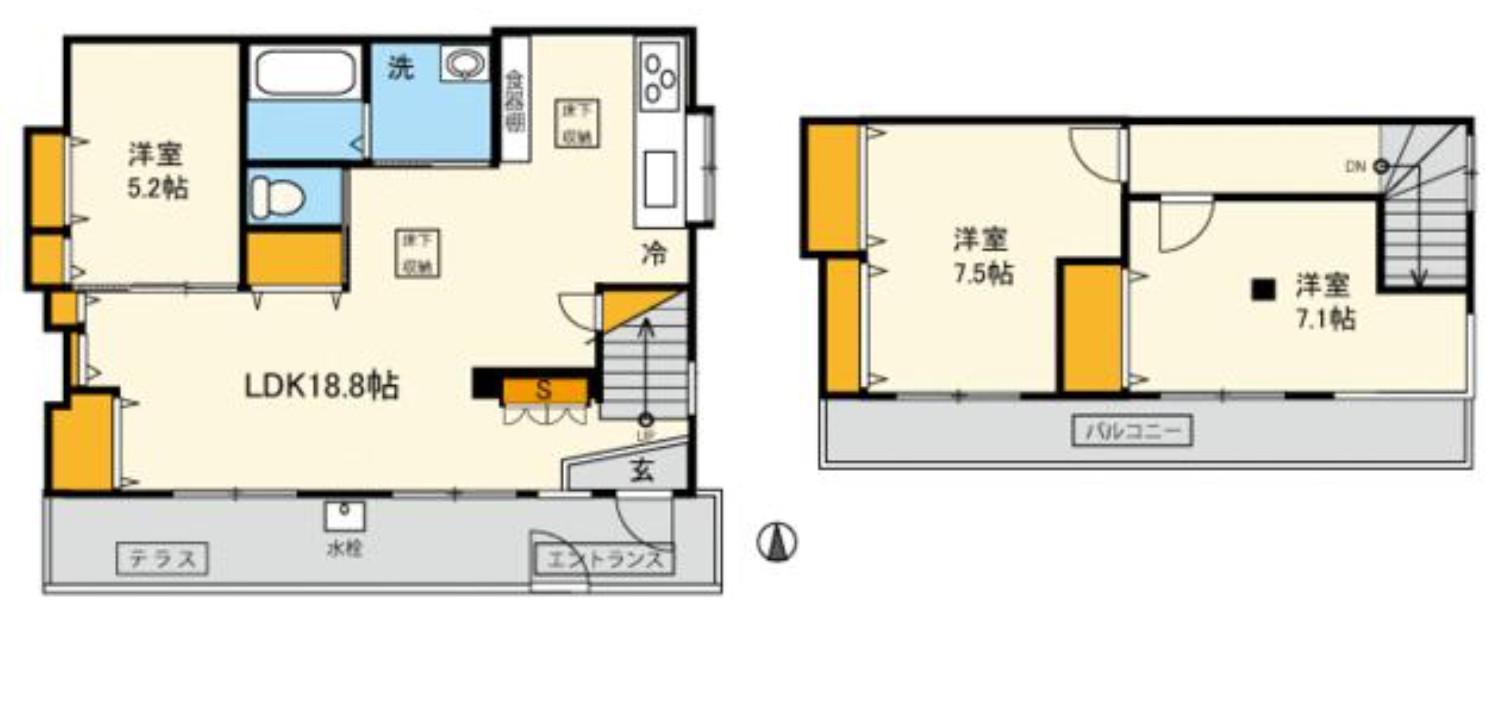 ヴィラフジ(3LDK/1階)の間取り写真