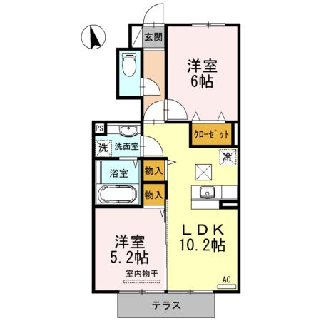 ノーヴェ(2LDK/1階)の間取り写真