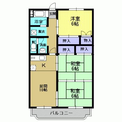 パークメゾン斉脇(3LDK/2階)の間取り写真