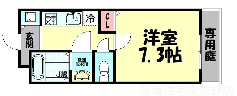 サンプリムローズ(1K/1階)の間取り写真