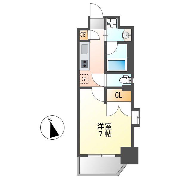 アールズタワー池下西(1K/8階)の間取り写真