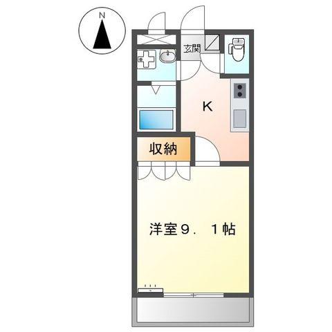 アビタシオン朝日(1K/1階)の間取り写真