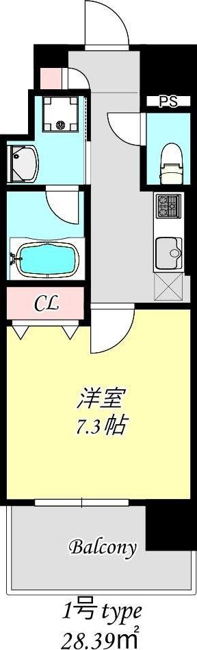 グランネクサス船橋町(1K/5階)の間取り写真