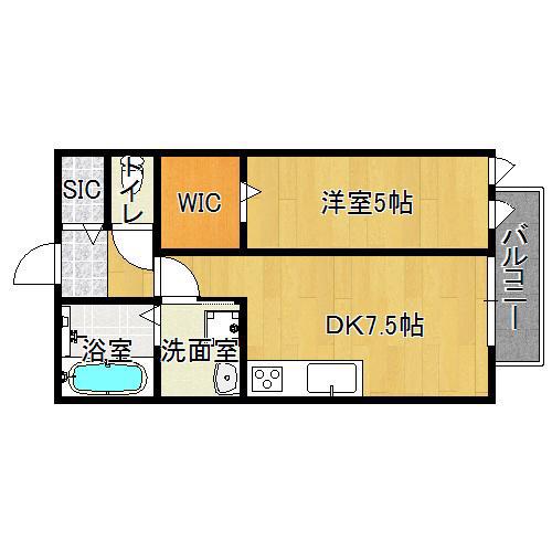 ハイムサンパティⅡ(1DK/2階)の間取り写真