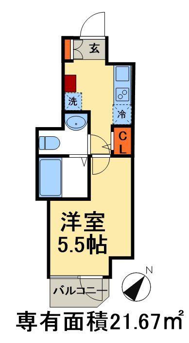 GENOVIA 西千葉(1K/9階)の間取り写真