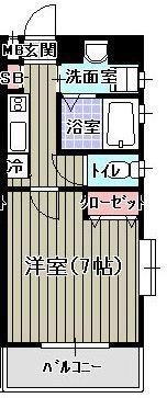 シャローム室見(1K/4階)の間取り写真