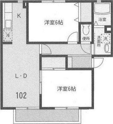 ハイツタチバナA(2LDK/1階)の間取り写真