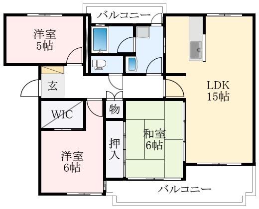 ファラン道明寺(3LDK/2階)の間取り写真