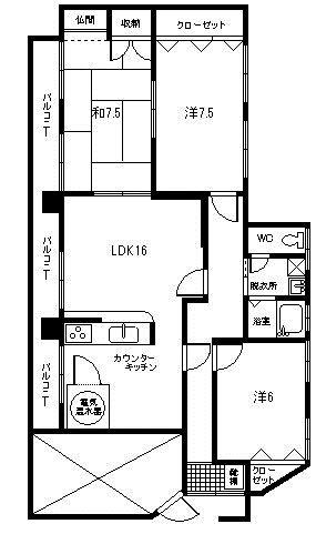 藤崎ビル3F(3LDK/3階)の間取り写真