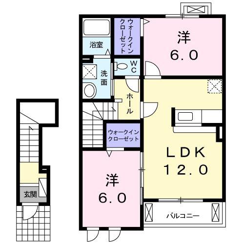 セレンディピティ I(2LDK/2階)の間取り写真