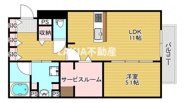 ビオトープ味原町(1SLDK/1階)の間取り写真