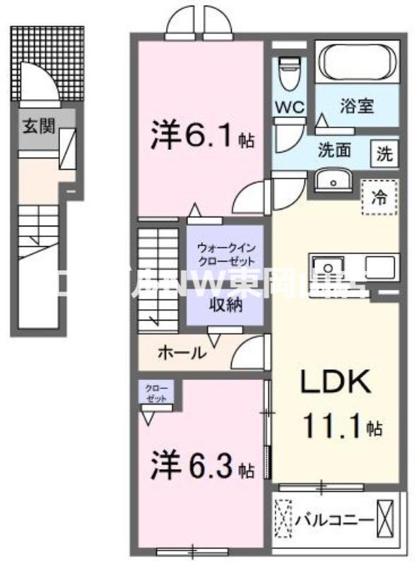 フェリスガーデン(2LDK/2階)の間取り写真