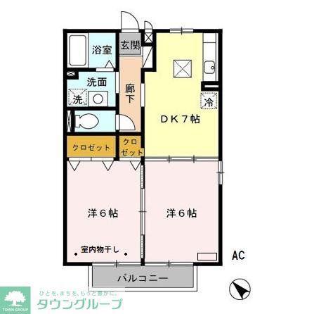 サニーコート(2DK/1階)の間取り写真
