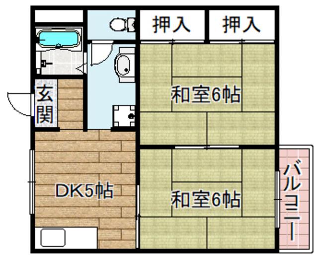 松村ハイツII(2DK/2階)の間取り写真