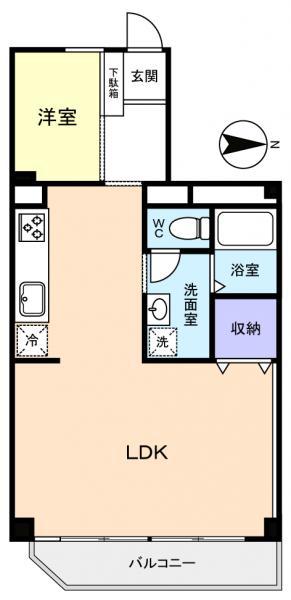 京成サンコーポ勝田台C棟(1LDK/4階)の間取り写真